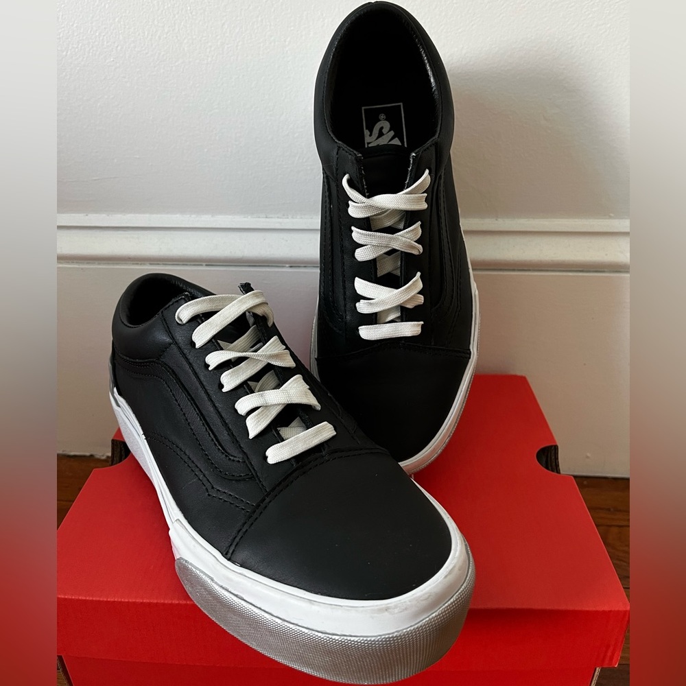 Leather platform vans